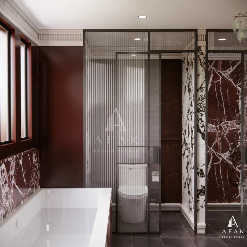 Burgundy Marble Bathroom — view 3