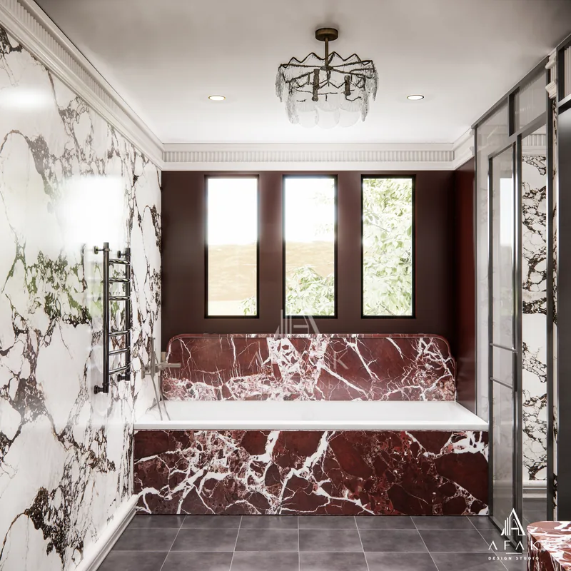 Burgundy Marble Bathroom — view 4