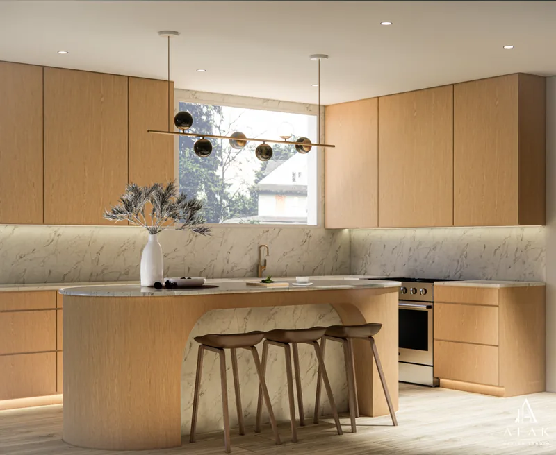 Oak Kitchen Design — architectural visualization